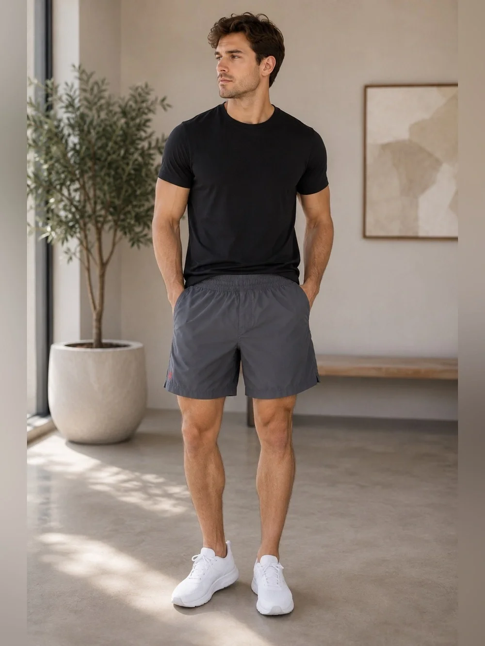 Rhone Men’s Gray Training Shorts Size L Athletic Gym Performance